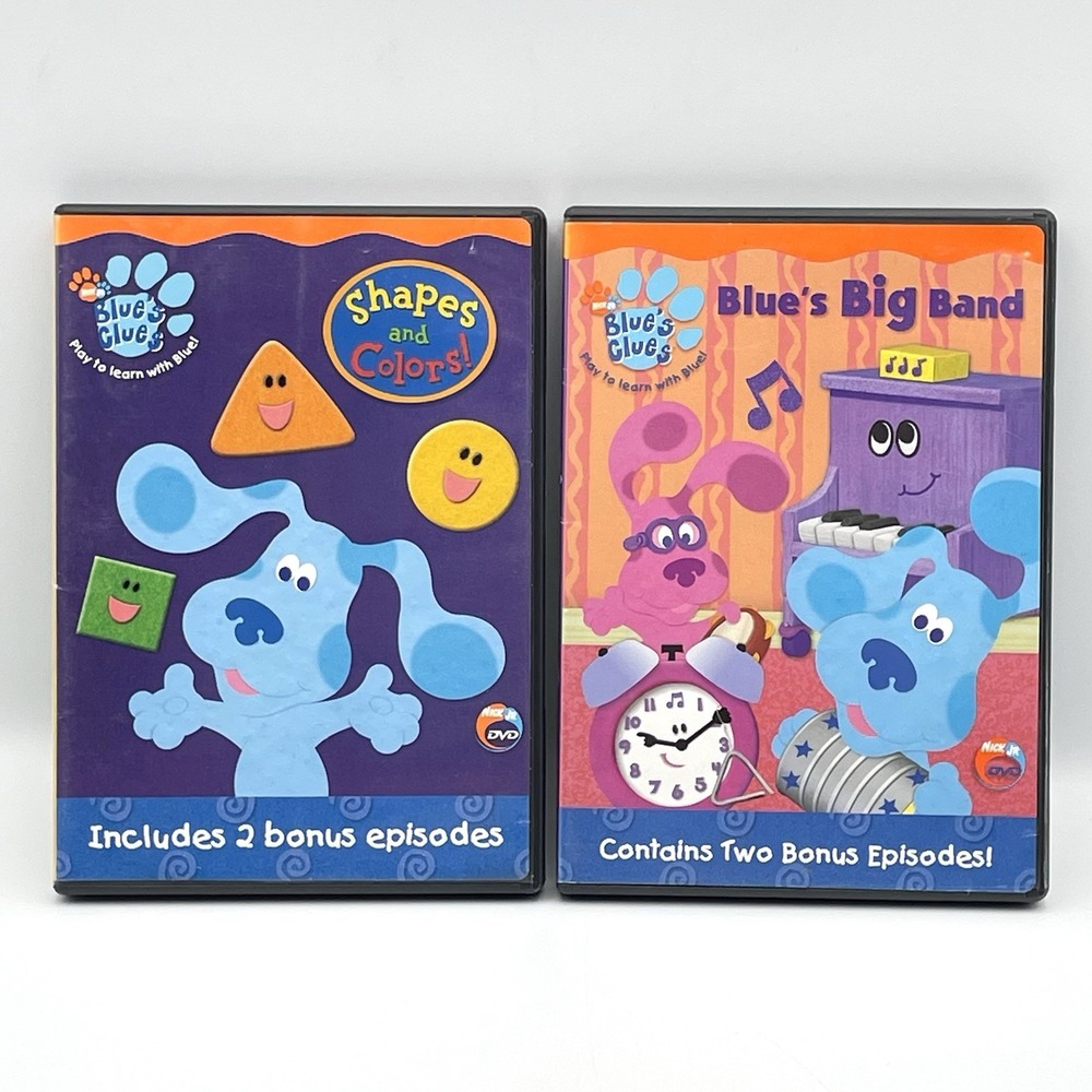 Vintage 2002-2003 Blue's Clues DVD Lot Shapes & Colors Big Band Tested